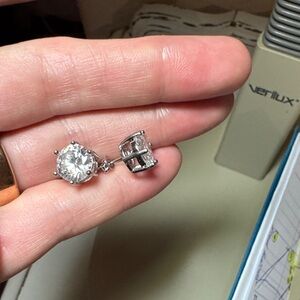 Elegant Silver Stud 5 Carat Moisonite Earrings